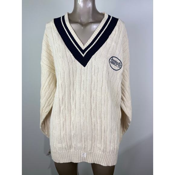 Vintage Lee Inventing The Abbots Colligiate Sweater Crème & Blue NWT - Picture 1 of 9